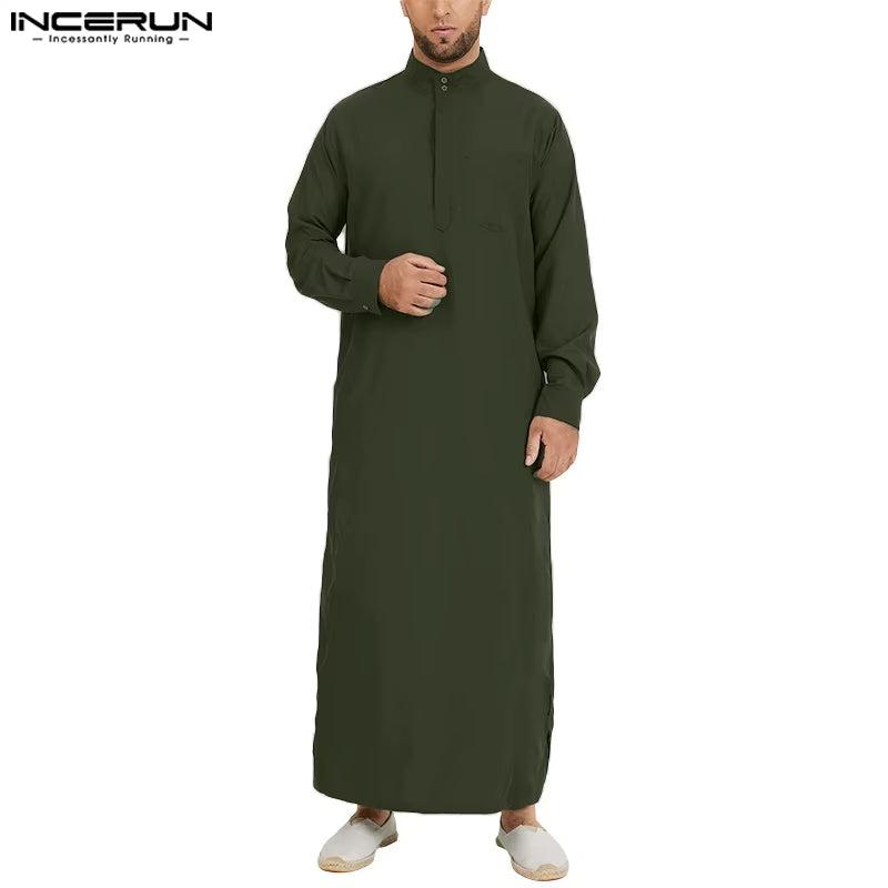 Fashion Muslim Clothing Thobe Jubba Mens Robe Long Sleeve Saudi Arab Thobe Kaftan Ropa Arabe Islamic Thobe Indian Dress Robe