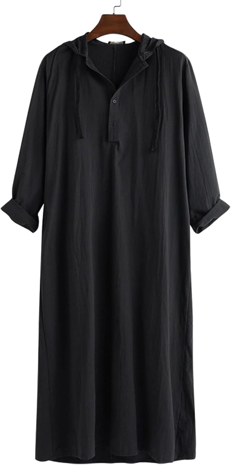 Men'S Kaftan Thobe Long Sleeve Abaya Long Gown Robe Muslim Robe with Hoodie