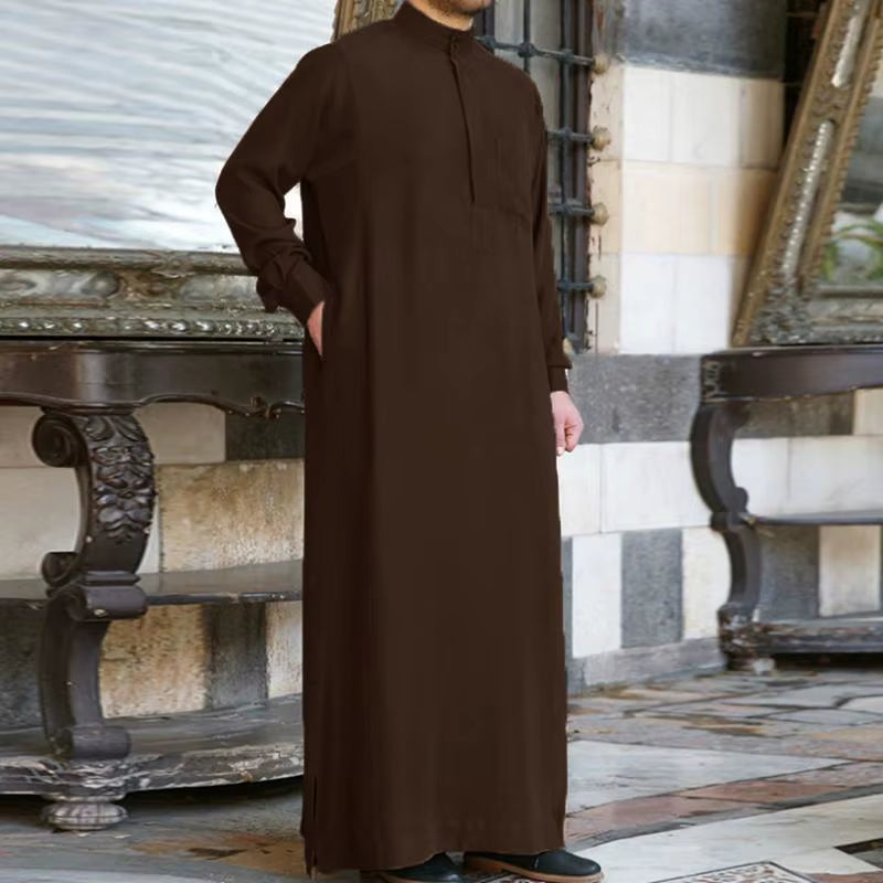 Fashion Muslim Clothing Thobe Jubba Mens Robe Long Sleeve Saudi Arab Thobe Kaftan Ropa Arabe Islamic Thobe Indian Dress Robe