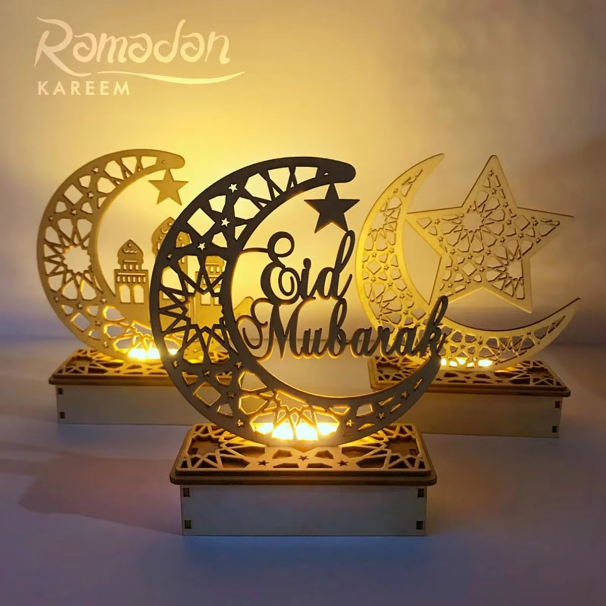 New  EID Mubarak Wooden Pendant Ramadan Decoration for Home Islamic Muslim Party Decor EID Gifts Abaya AL Adha Kareem