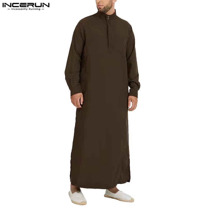 Fashion Muslim Clothing Thobe Jubba Mens Robe Long Sleeve Saudi Arab Thobe Kaftan Ropa Arabe Islamic Thobe Indian Dress Robe