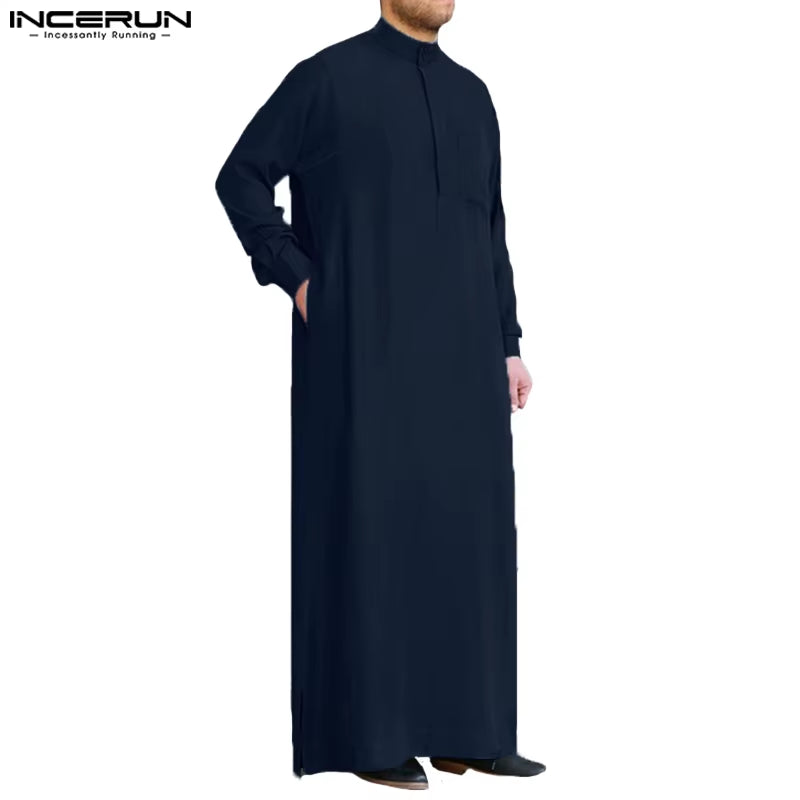 Fashion Muslim Clothing Thobe Jubba Mens Robe Long Sleeve Saudi Arab Thobe Kaftan Ropa Arabe Islamic Thobe Indian Dress Robe