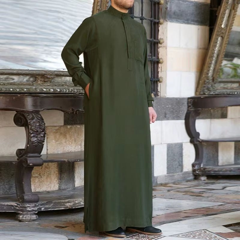 Fashion Muslim Clothing Thobe Jubba Mens Robe Long Sleeve Saudi Arab Thobe Kaftan Ropa Arabe Islamic Thobe Indian Dress Robe