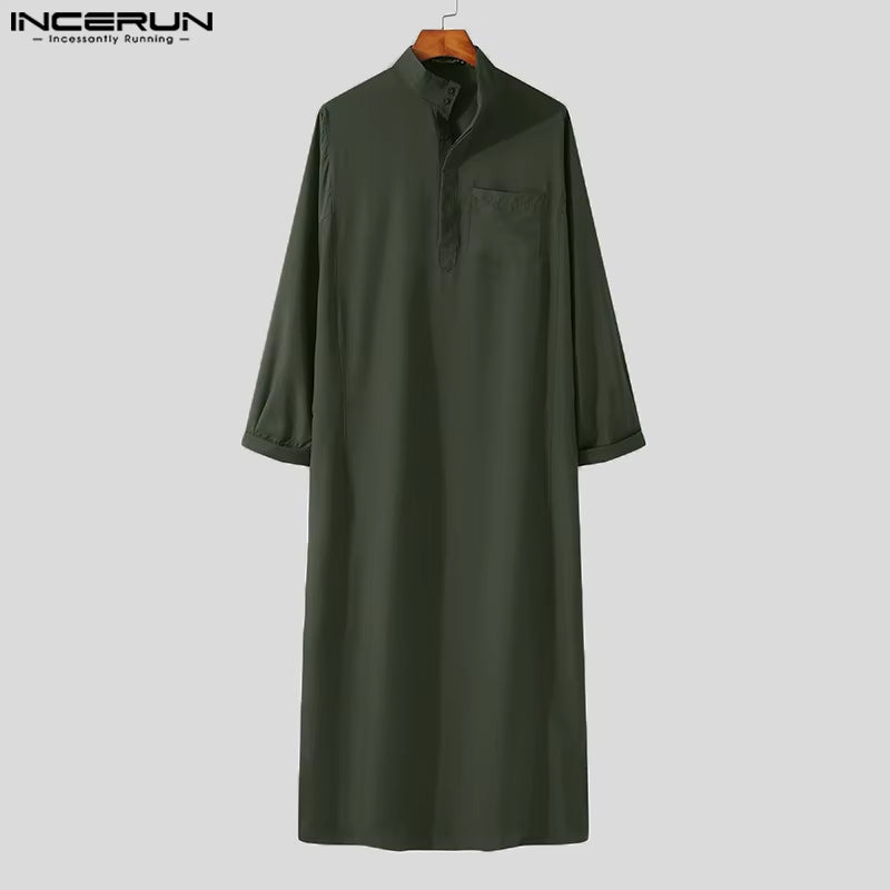 Fashion Muslim Clothing Thobe Jubba Mens Robe Long Sleeve Saudi Arab Thobe Kaftan Ropa Arabe Islamic Thobe Indian Dress Robe